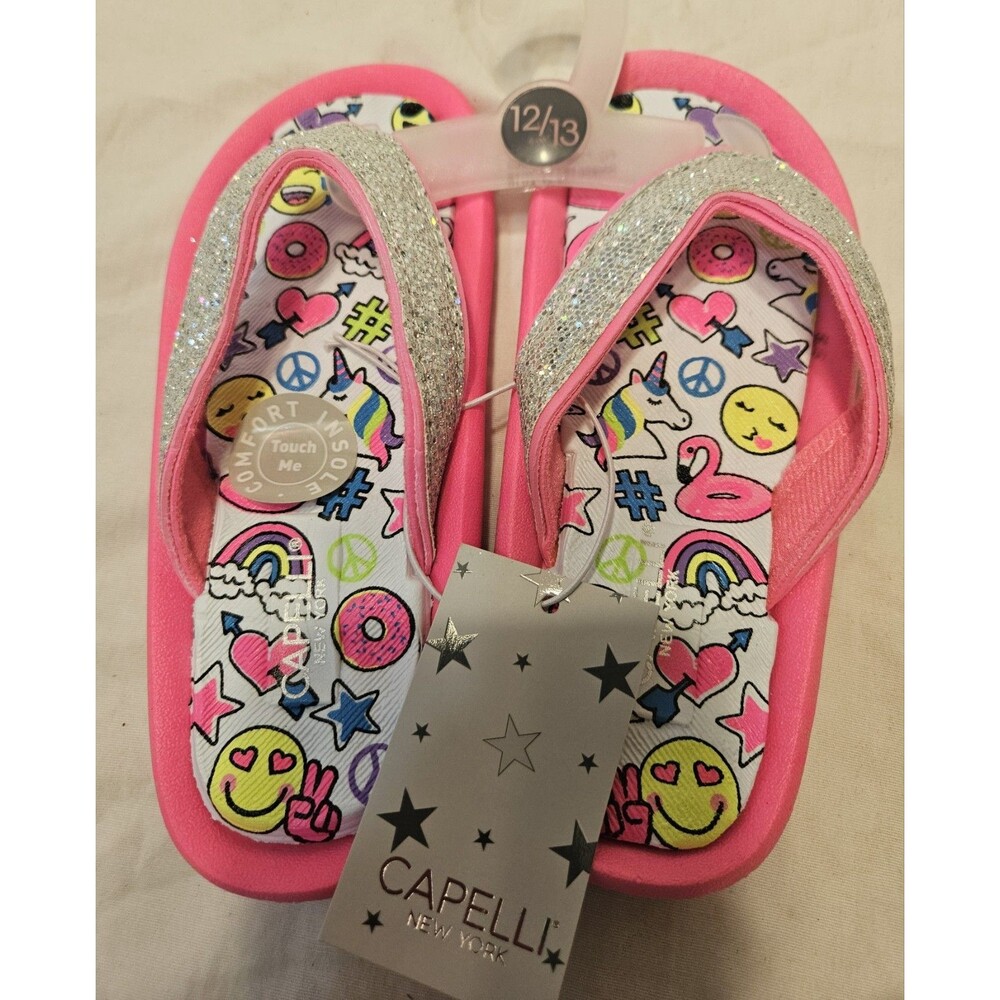 Capelli New York Pink Sequin Comfort Insole Children’s Flip Flops Size 12 ~ 13